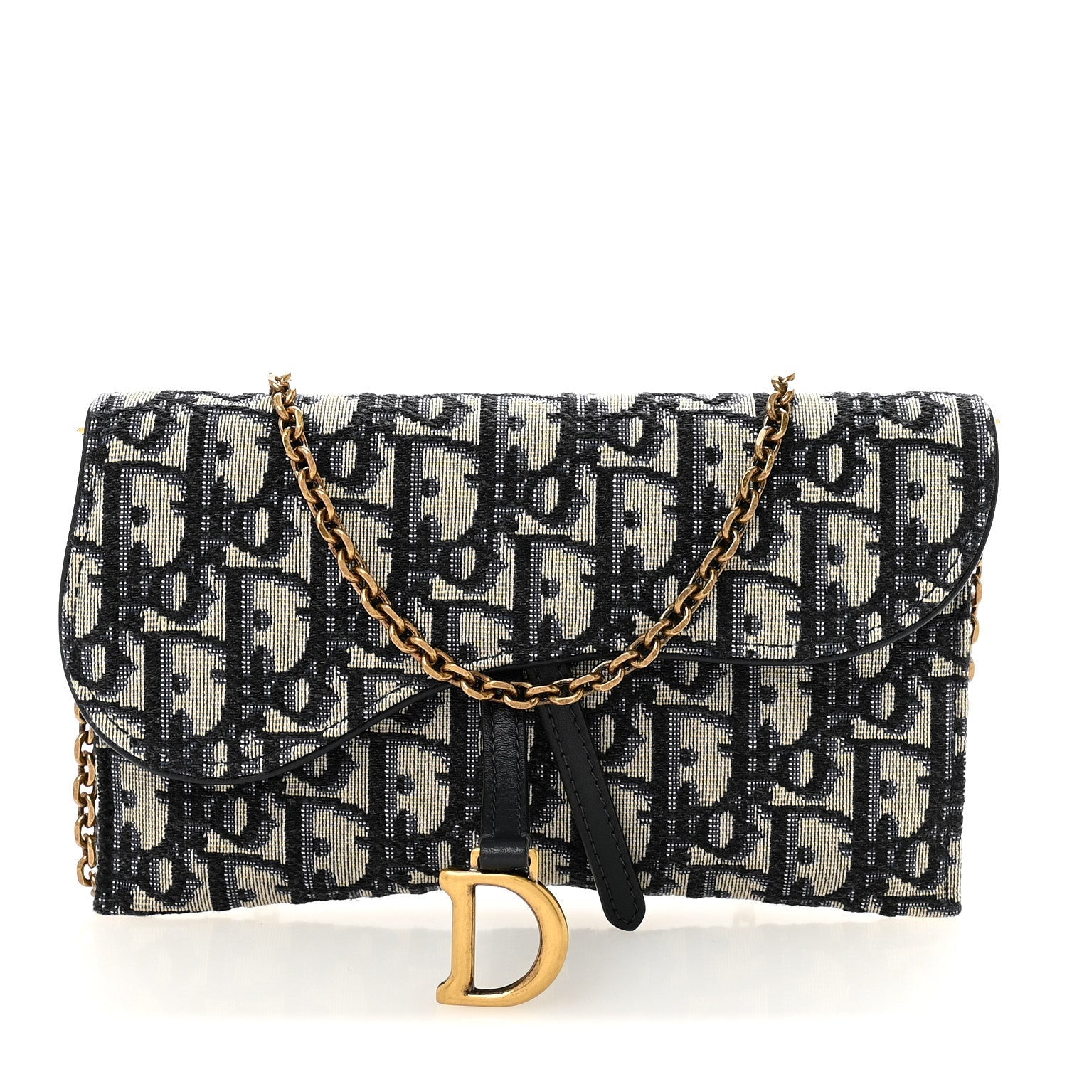 Oblique Saddle Chain Long Wallet Blue