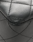 Lambskin Quilted Mini Rectangular Flap Black White