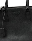 Saffiano Lux Monochrome Large Galleria Double Zip Tote Black