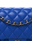 Lambskin Quilted Medium Double Flap Blue