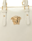 Grained Calfskin Palazzo Bowler White
