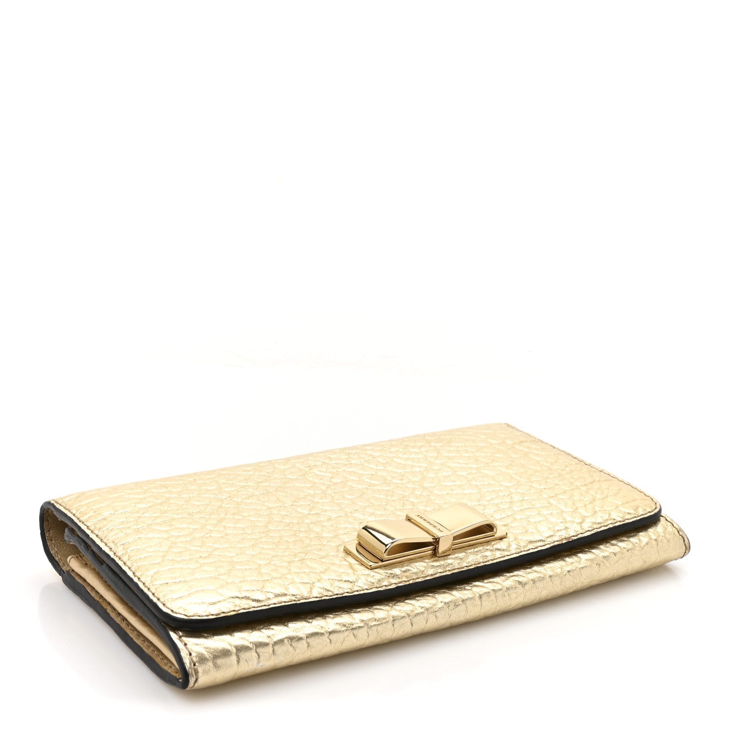 Metallic Heritage Grain Penrose Bow Continental Wallet Gold