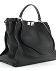 Cuoio Romano Selleria Bi-Color Large Peekaboo Iconic Satchel Black Mou