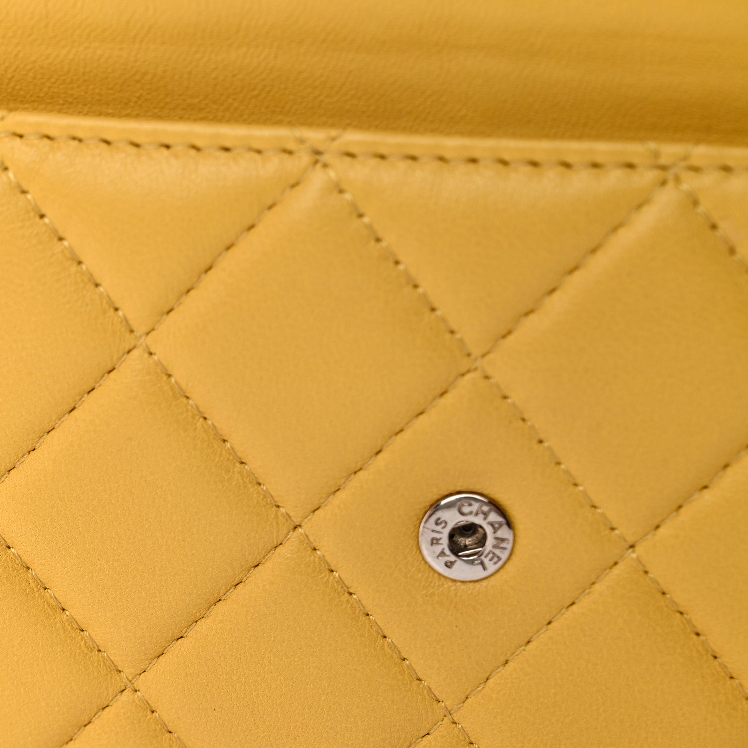 Lambskin Quilted Wallet On Chain WOC Yellow
