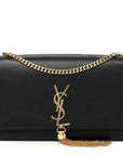 Smooth Calfskin Medium Classic Monogram Kate Tassel Satchel Black