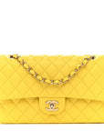 Caviar Quilted Medium Double Flap Yellow