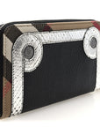 Grainy Calfskin House Check Snakeskin Elmore Zip Around Wallet