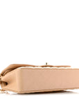 Iridescent Caviar Quilted Medium Double Flap Beige