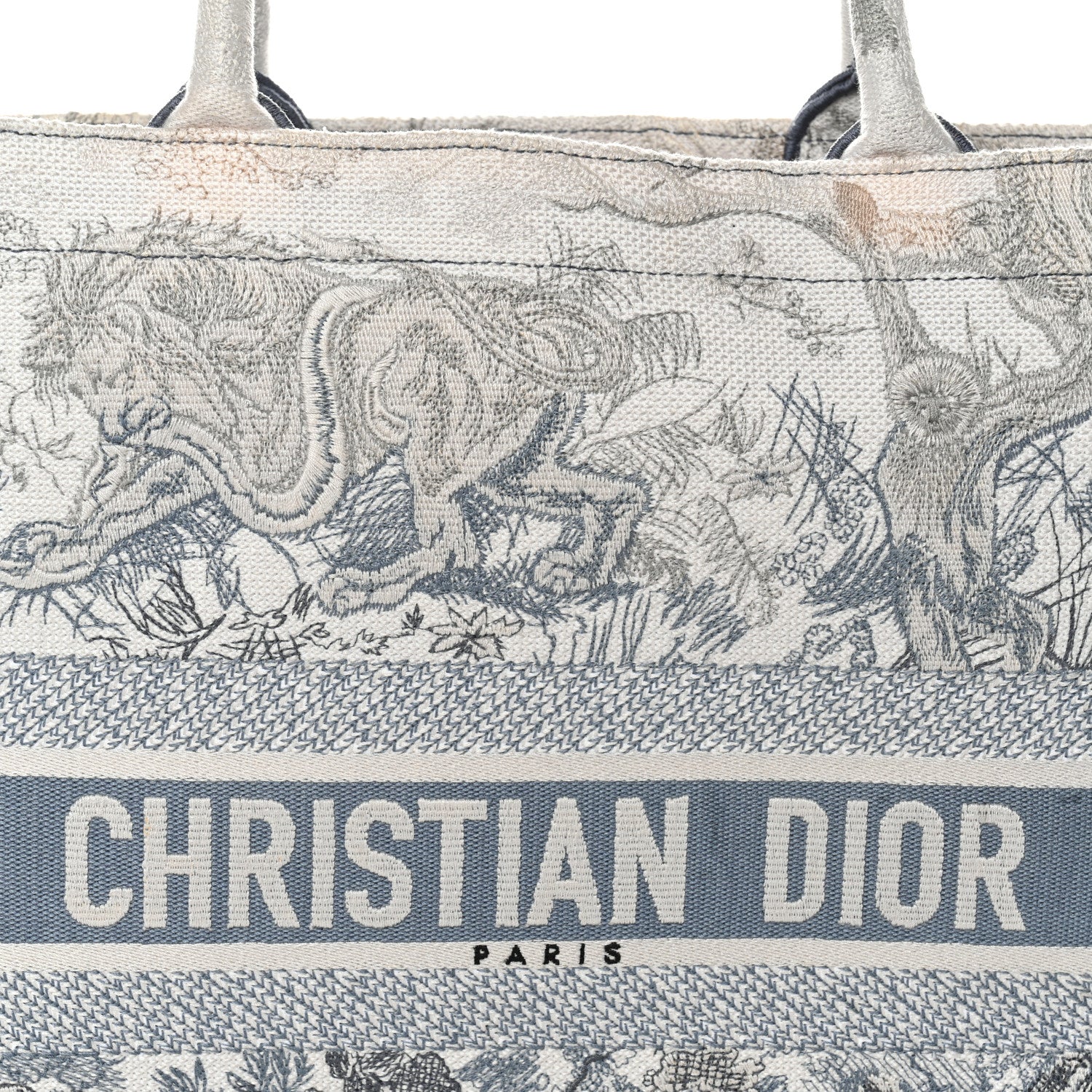 Gradient Canvas Embroidered Large D1ORiviera Toile De Jouy Book Tote Blue