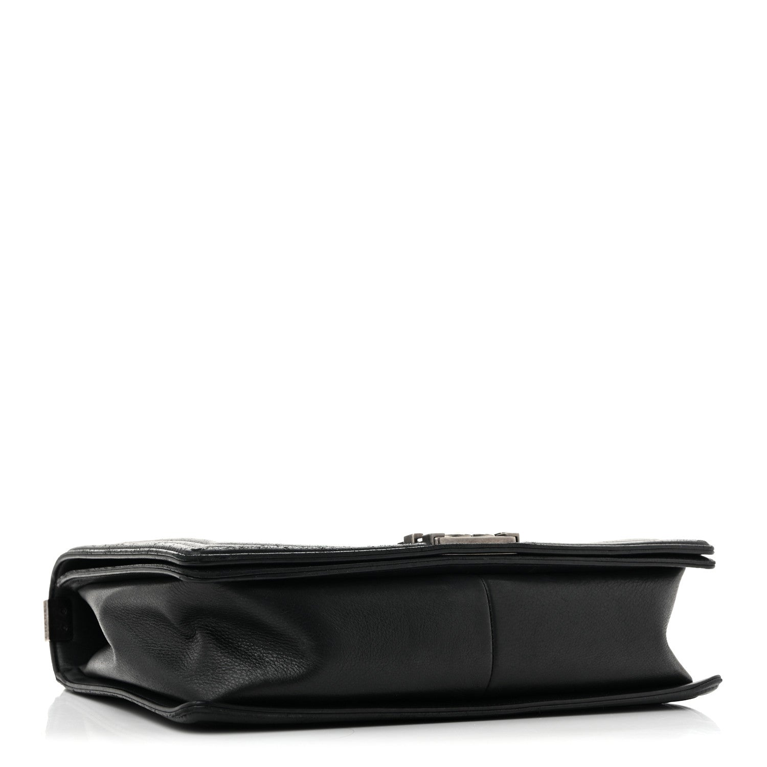 Calfskin Quilted Large Boy Flap Black