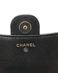 Caviar Quilted Flap Phone Holder With Chain Black