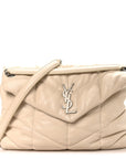 Lambskin Quilted Medium Loulou Puffer Monogram Chain Satchel Crema Soft