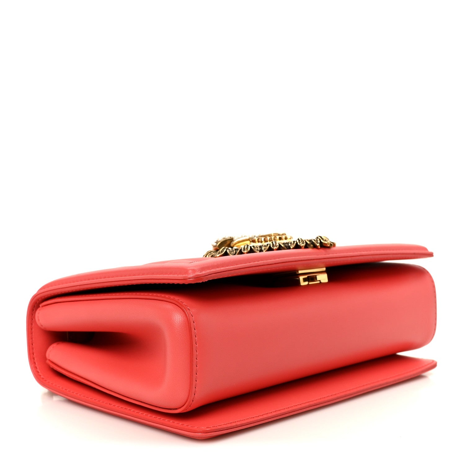 Lambskin Medium Devotion Crossbody Bag Corallo
