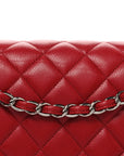Caviar Quilted Jumbo Double Flap Dark Red