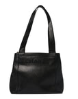 Caviar Embroidered Logo Shoulder Bag Black