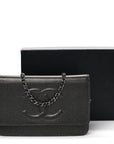 Metallic Caviar Timeless CC Wallet On Chain WOC Grey