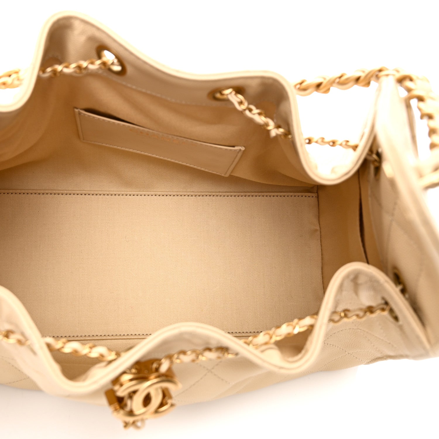 Caviar Quilted Small CHNL 25 Handbag Light Beige