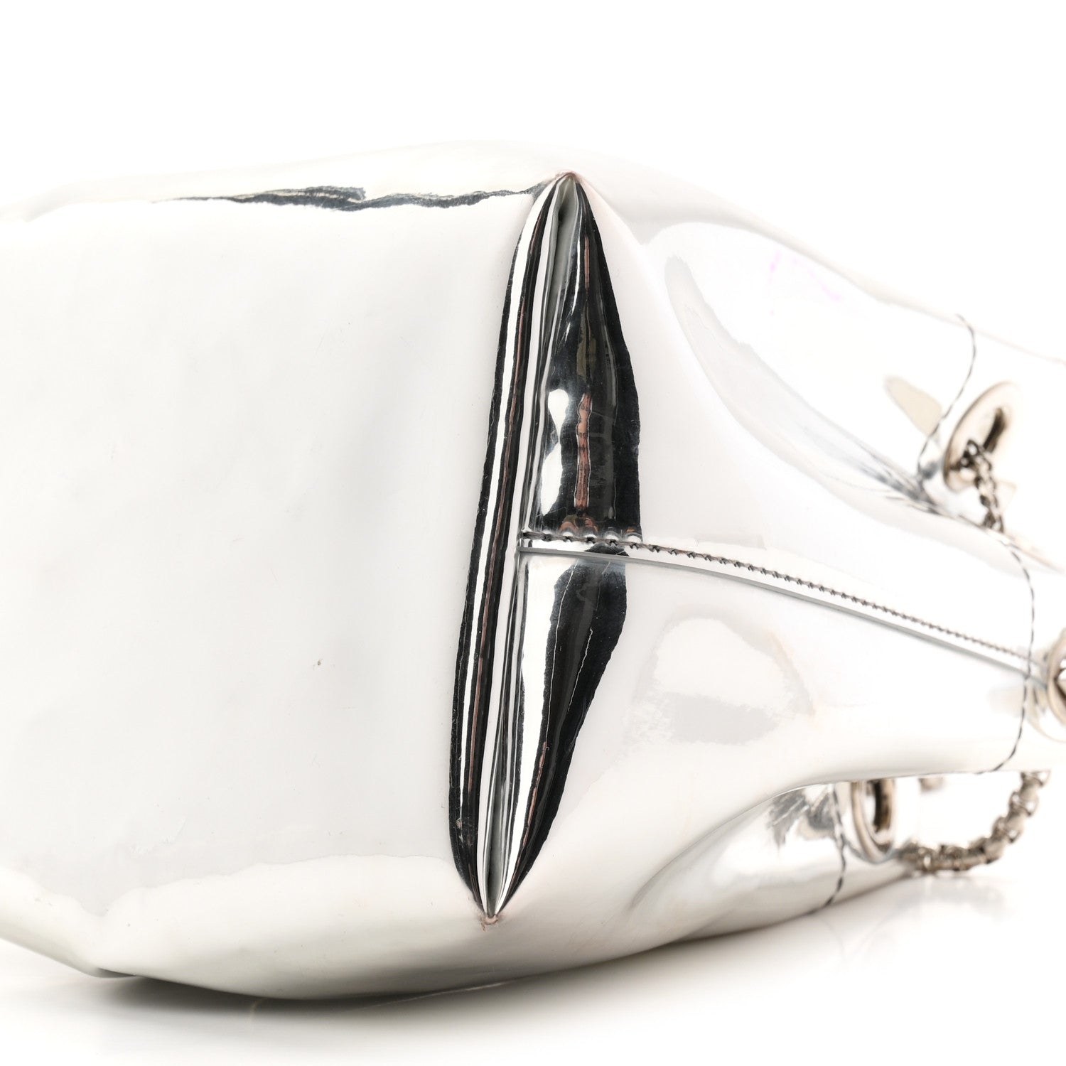 Metallic Patent Bon Bon Bag Silver