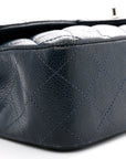 Caviar Quilted Medium Double Flap Navy