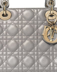 Pearly Lambskin Cannage Medium Lady D1OR Grey