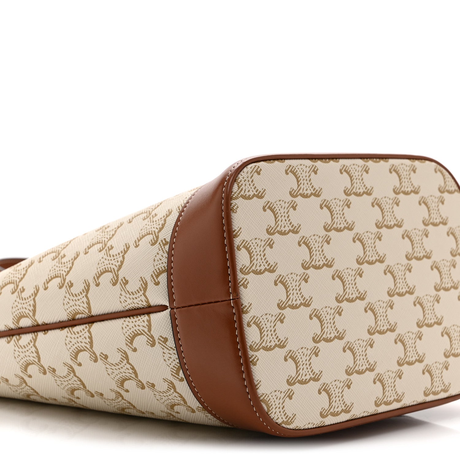 Triomphe Canvas Calfskin Small Bucket Bag White