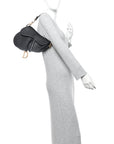Grained Calfskin Saddle Bag Black