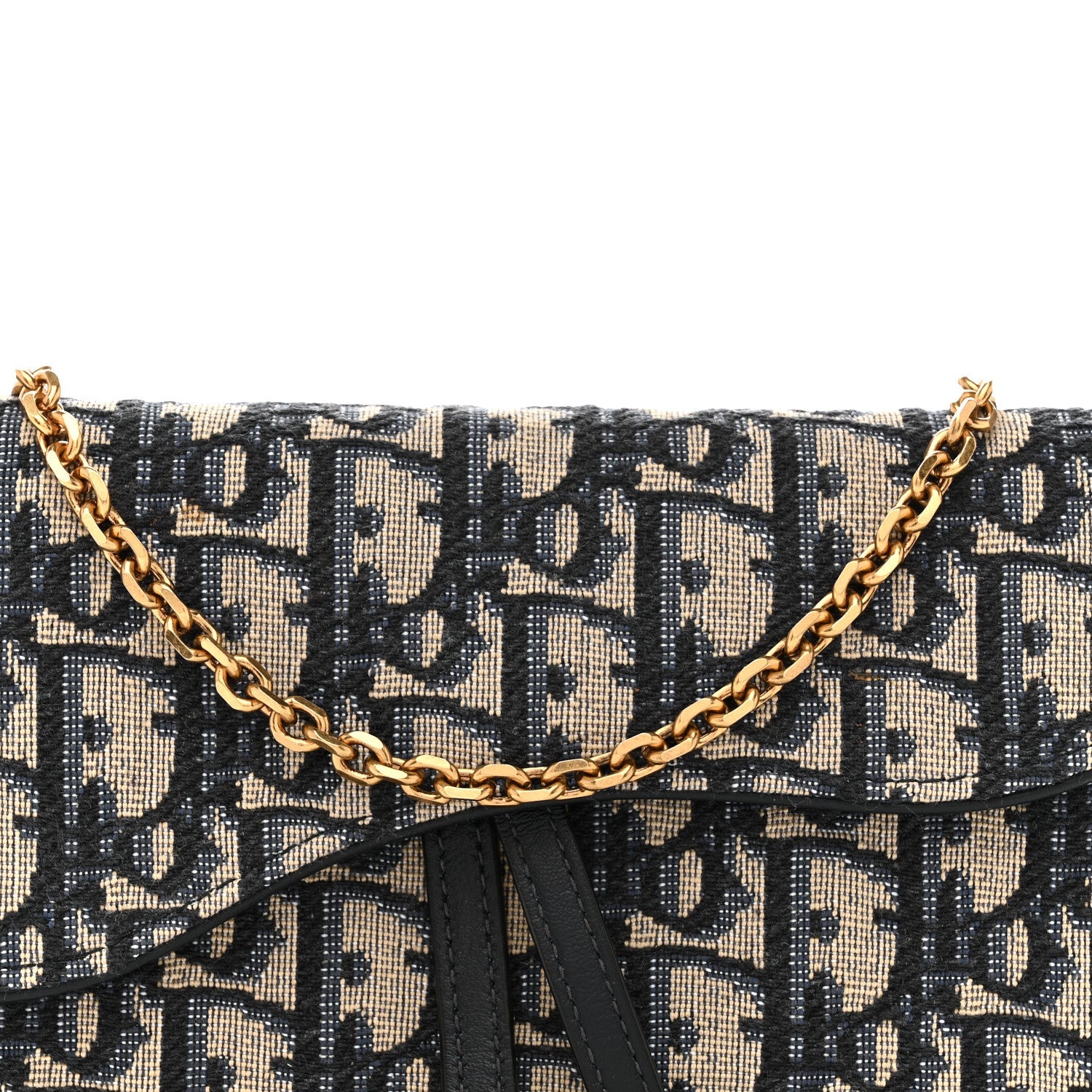Oblique Saddle Chain Long Wallet Blue