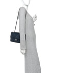 Caviar Quilted Medium Double Flap Navy