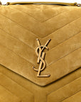 Suede Y Quilted Monogram Medium Loulou Chain Satchel Chartreuse