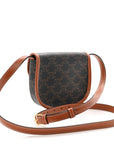 Canvas Calfskin Triomphe Mini Besace Tan