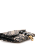 Oblique Saddle Chain Long Wallet  Blue