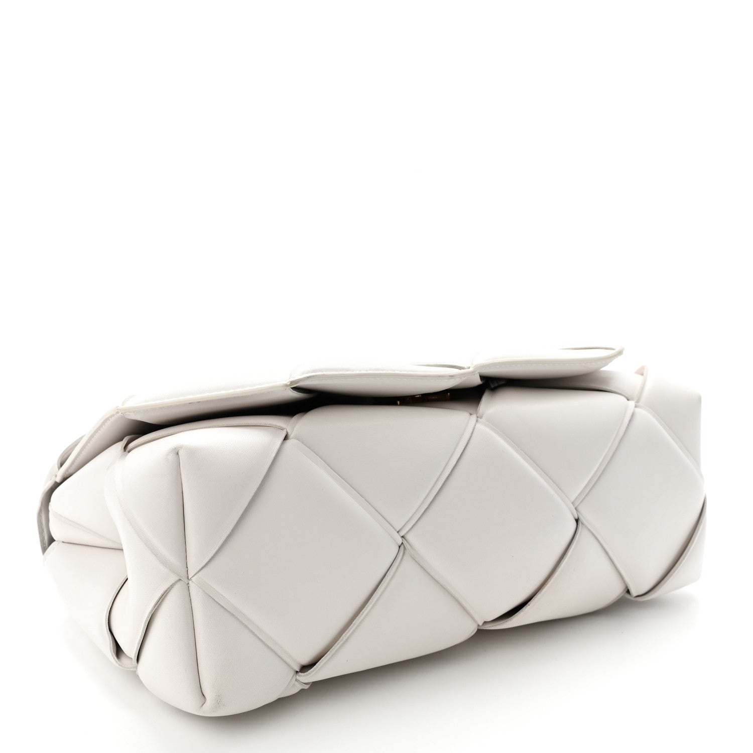 Nappa Intreccio Padded Top Handle Shoulder Bag White