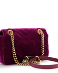 Velvet Matelasse Embroidered Mini GG Marmont Shoulder Bag Bordeaux