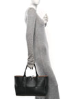 Nappa Maxi Intrecciato Medium Arco Tote Black Tan