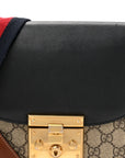 GG Supreme Monogram Web Medium Padlock Messenger Shoulder Bag Black