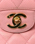 Caviar Quilted Medium Double Flap Light Pink
