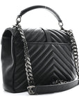 Sheepskin Matelasse Chevron Monogram Medium College Bag Black