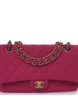 Tweed Quilted Medium Double Flap Fuchsia