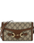 GG Supreme Monogram Mini Horsebit 1955 Shoulder Bag Beige Brown Sugar