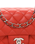 Lambskin Quilted Mini Rectangular Flap Red