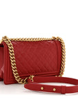 Lambskin Quilted Medium Boy Flap Red