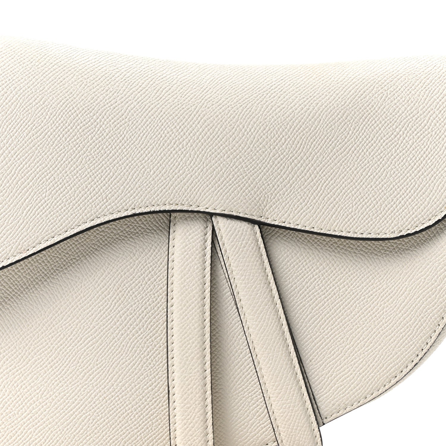 Grained Calfskin Saddle Bag White