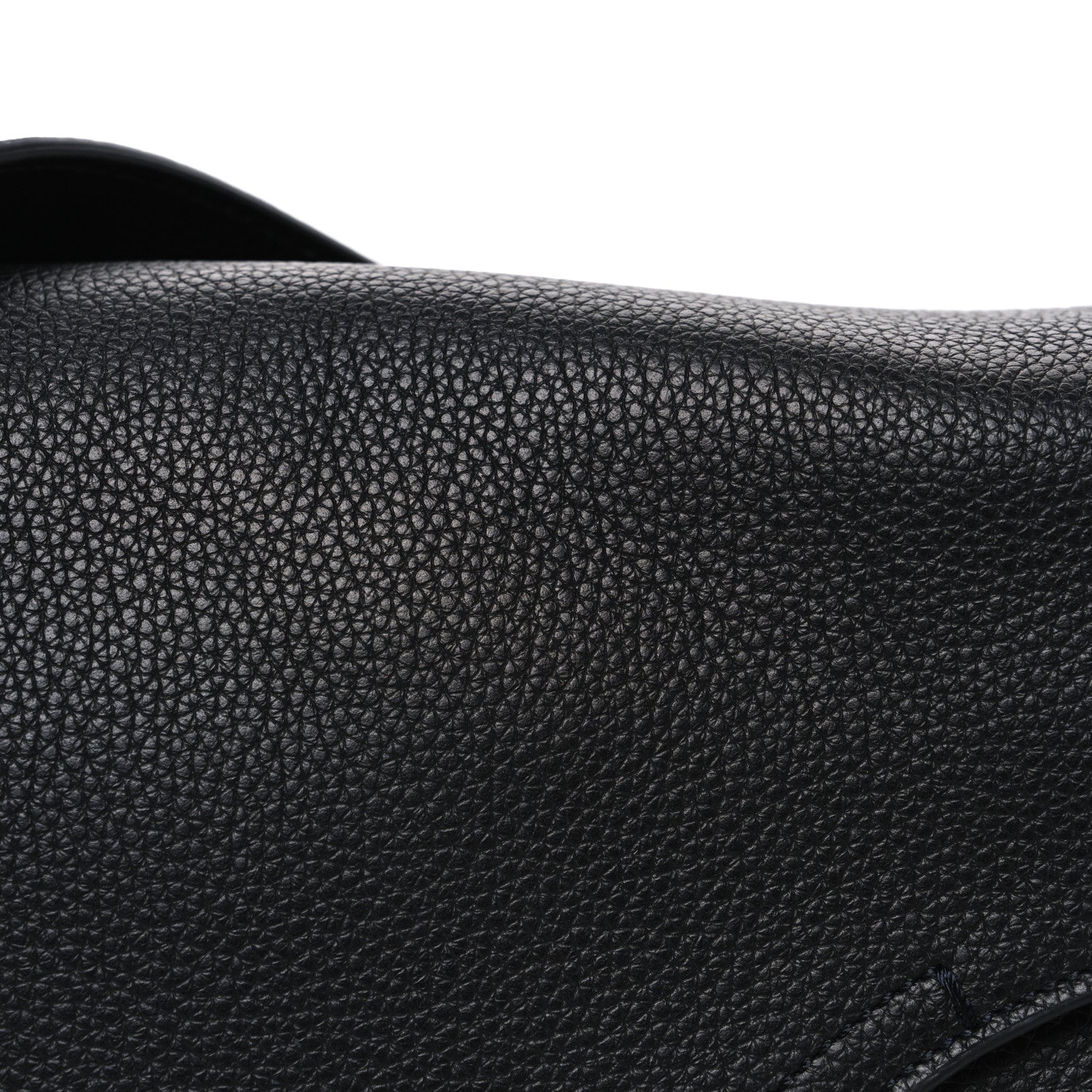 Grained Calfskin Saddle Messenger Bag Black