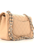Caviar Quilted Small Double Flap Beige