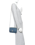 Lambskin Quilted Trendy CC Wallet On Chain WOC Blue