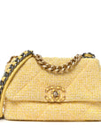Tweed Quilted Medium CHNL 19 Flap Yellow Pink