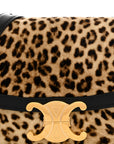 Velvet Calfskin Leopard Print Teen Triomphe Bag Brown Black