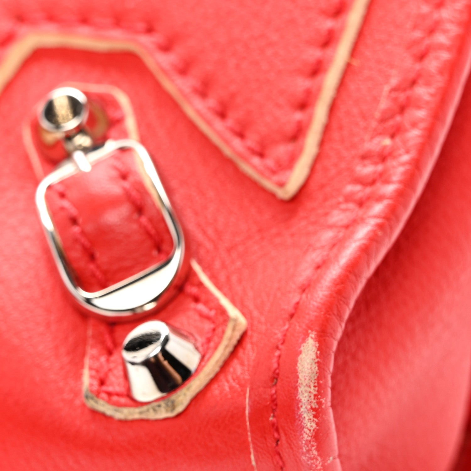 Supple Grained Calfskin Classic Silver Hardware Highlight Mini City Rouge Fraise