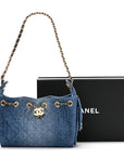 Washed Denim Quilted Mini CHNL 25 Handbag Blue