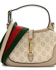 GG Supreme Monogram Textured Dollar Calfskin Mini Jackie 1961 Hobo Beige Mystic White Oatmeal